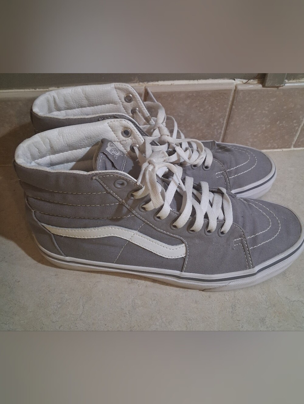 VANS Off The Wall Sk8-Hi High Top Lace Up Sneakers Gray/White Padded 9